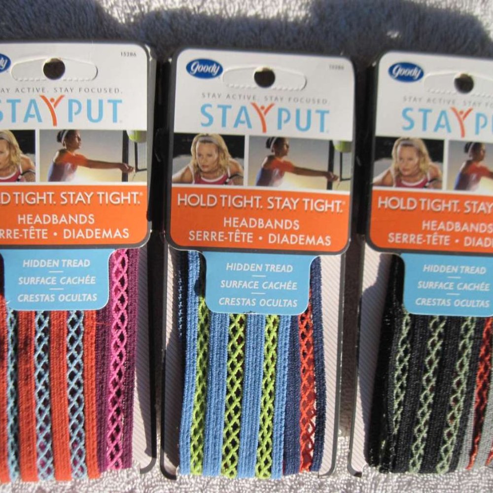 2 Goody Fabric Mesh Hidden Tread Stay Put Slide Proof Hold Head Band Secure Fit